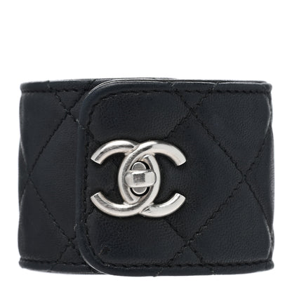 Chanel Lambskin Quilted CC Turnlock Cuff Bracelet S Black 1 of 4