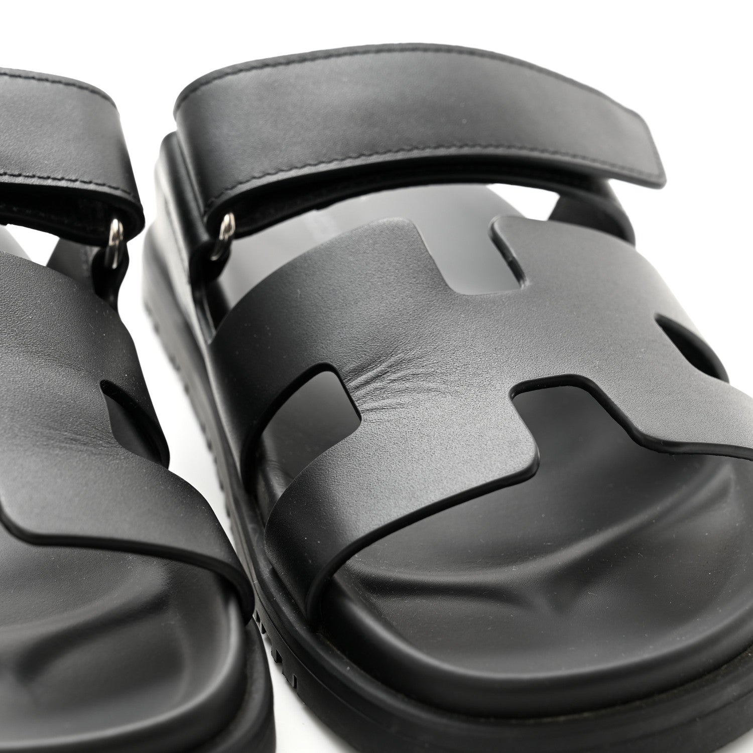 Hermes Calfskin Womens Chypre Sandals 36.5 Black 9 of 10