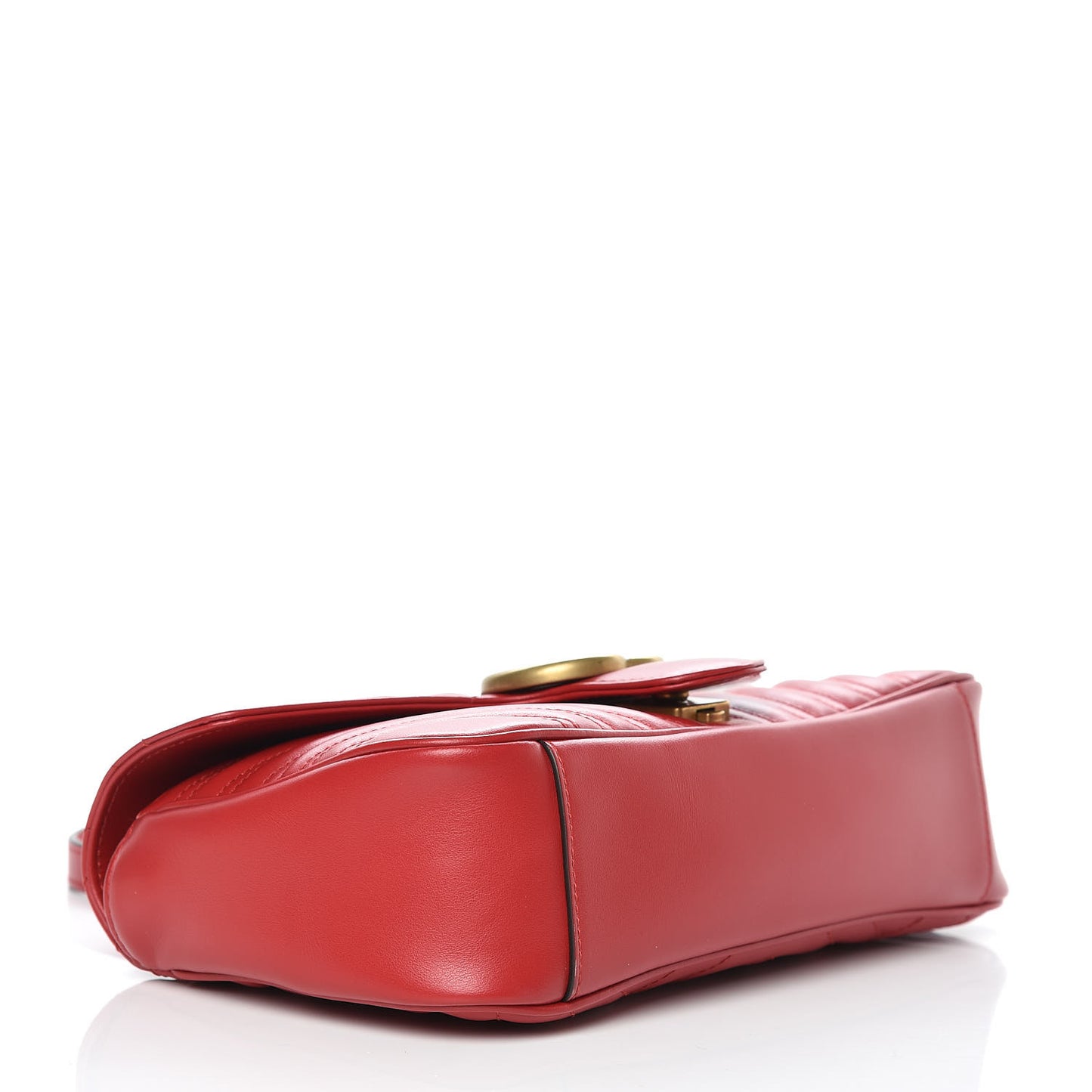 Calfskin Matelasse Small GG Marmont Shoulder Bag Hibiscus Red