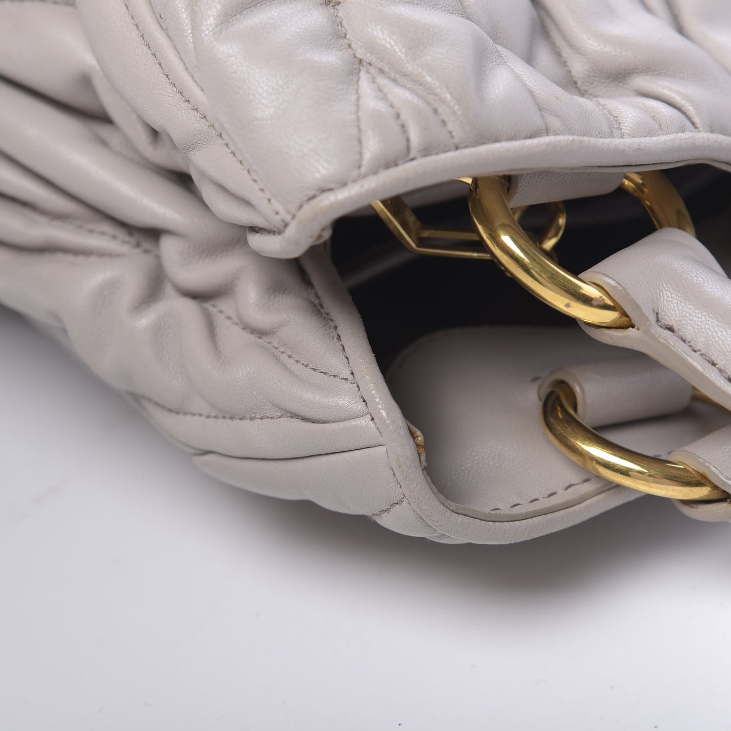 Nappa Matelasse Bauletto Top Handle Bowler Pomice