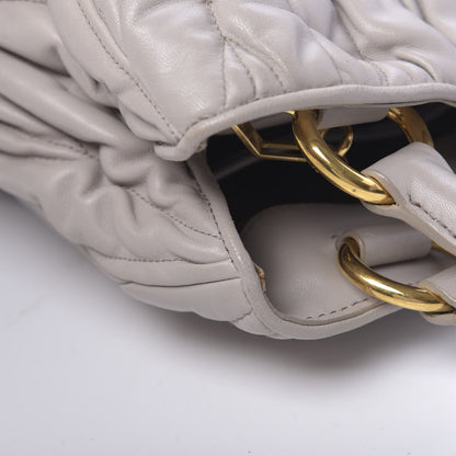 Miu Miu Nappa Matelasse Bauletto Top Handle Bowler Pomice 15 of 24