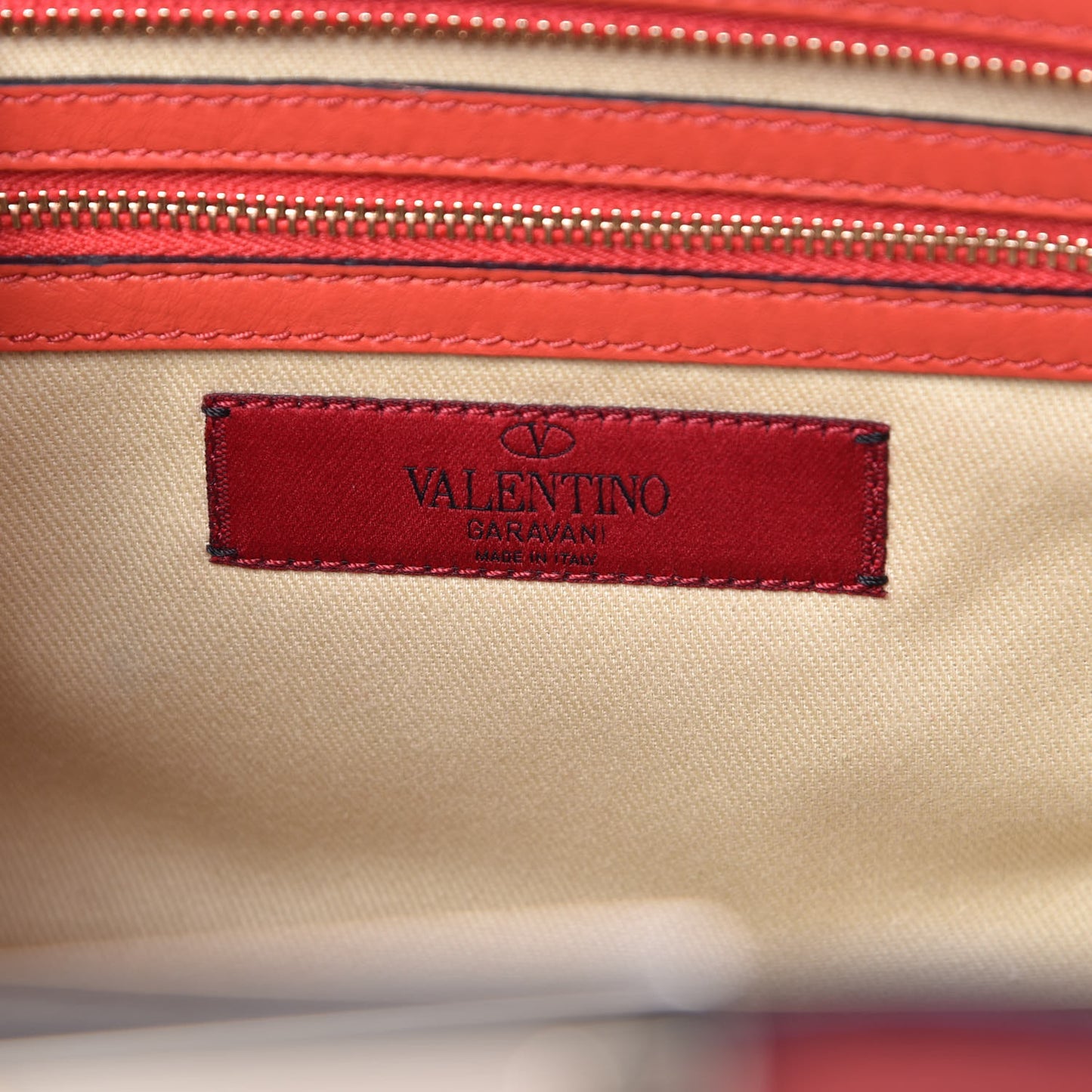 Vitello Small Rockstud Double Handle Tote Deep Coral