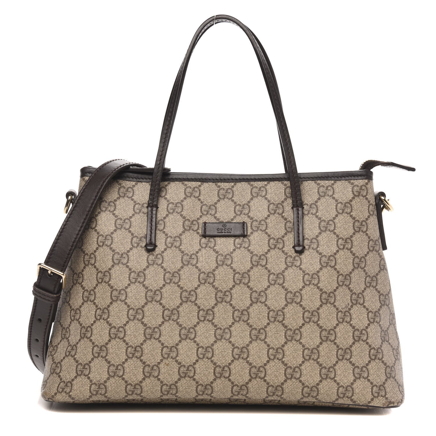 Gucci GG Supreme Monogram Small Zippered Tote Dark Brown 1 of 13