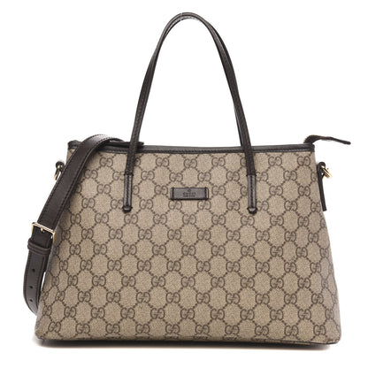 Gucci GG Supreme Monogram Small Zippered Tote Dark Brown 1 of 13