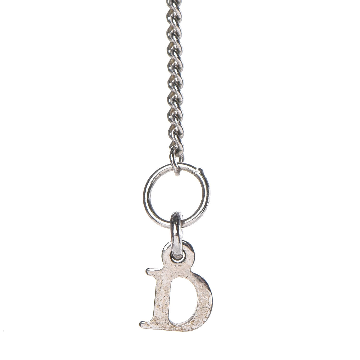 Christian Dior Crystal Mother of Pearl Heart Necklace Silver 5 of 6