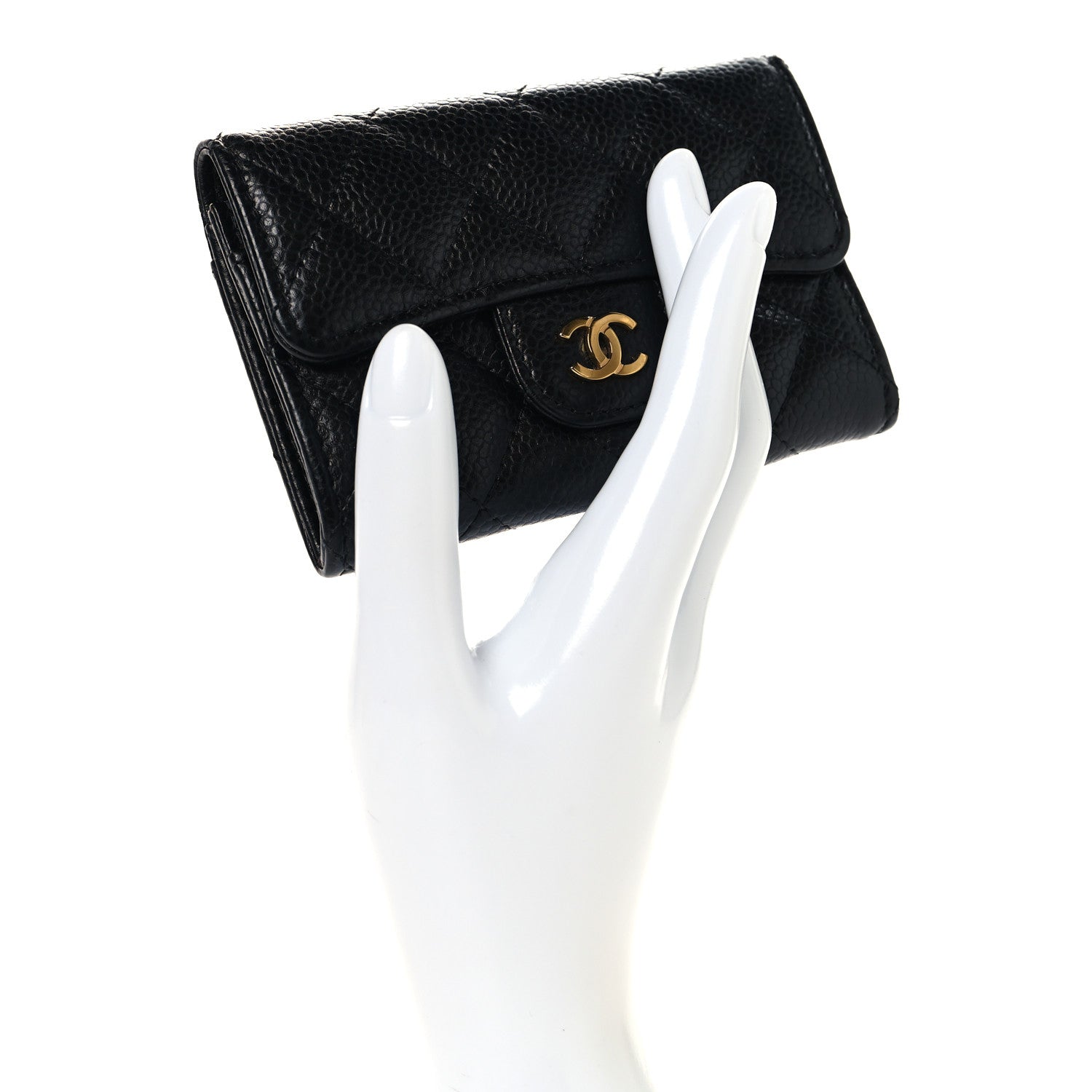 Chanel Caviar Quilted Flap Card Holder Wallet Black Black 2 of 9
