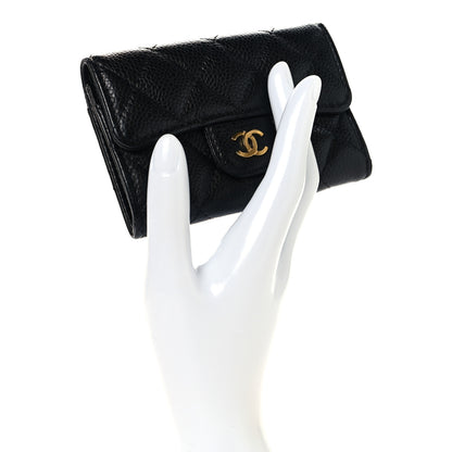 Chanel Caviar Quilted Flap Card Holder Wallet Black Black 2 of 9