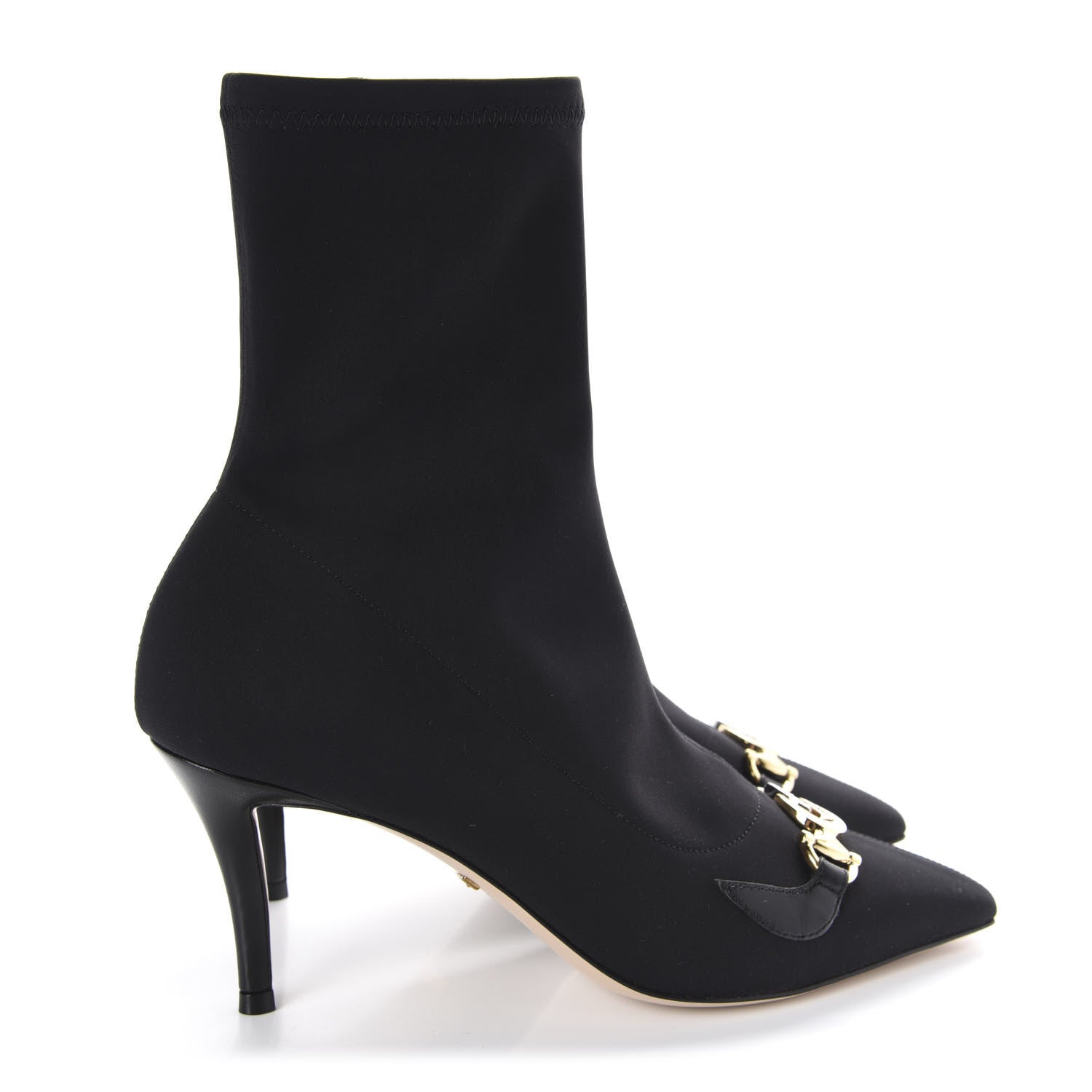 Gucci Fabric Zumi Stretch Mid Heel Ankle Boots 37.5 Black 4 of 9