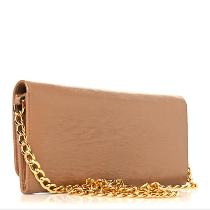 Prada Vitello Move Metal Oro Chain Wallet Caramel 3 of 9