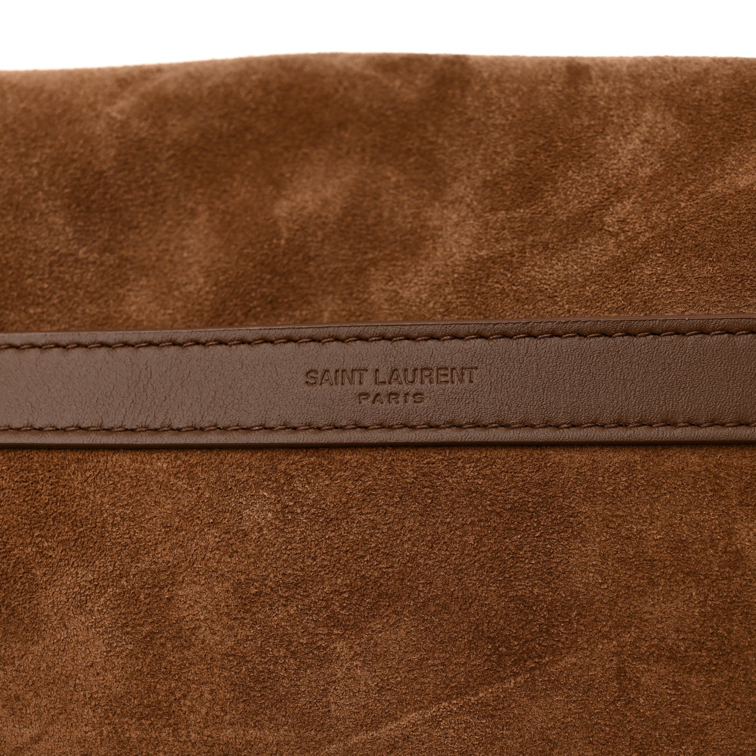 Saint Laurent Nubuck Shearling Besace Satchel Dark Cigar Natural Beige 8 of 11