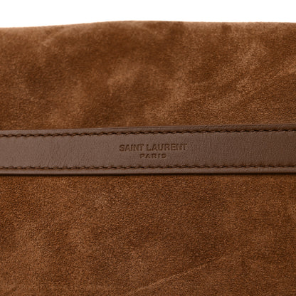 Saint Laurent Nubuck Shearling Besace Satchel Dark Cigar Natural Beige 8 of 11