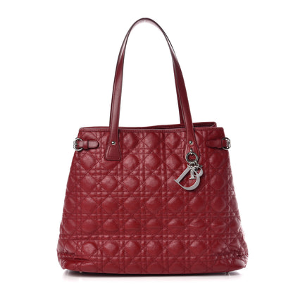 Christian Dior Coated Canvas Cannage Medium Panarea Tote Red 1 of 9