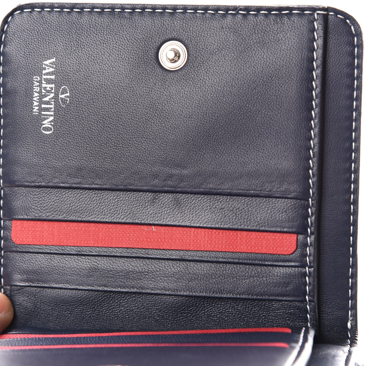 Nappa Free Rockstud Spike Compact Zip Around Wallet Marine
