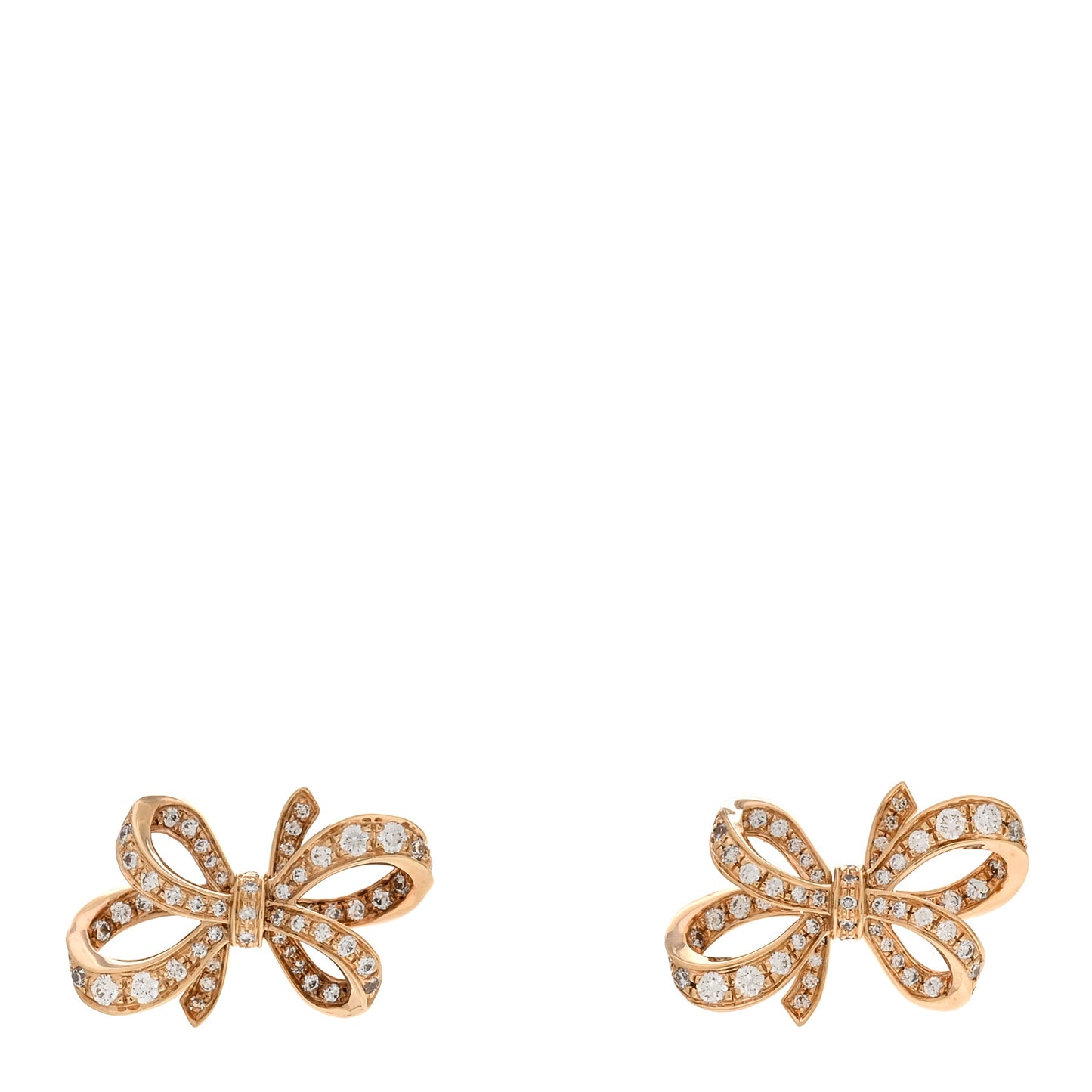 18K Rose Gold Diamond Bow Earrings