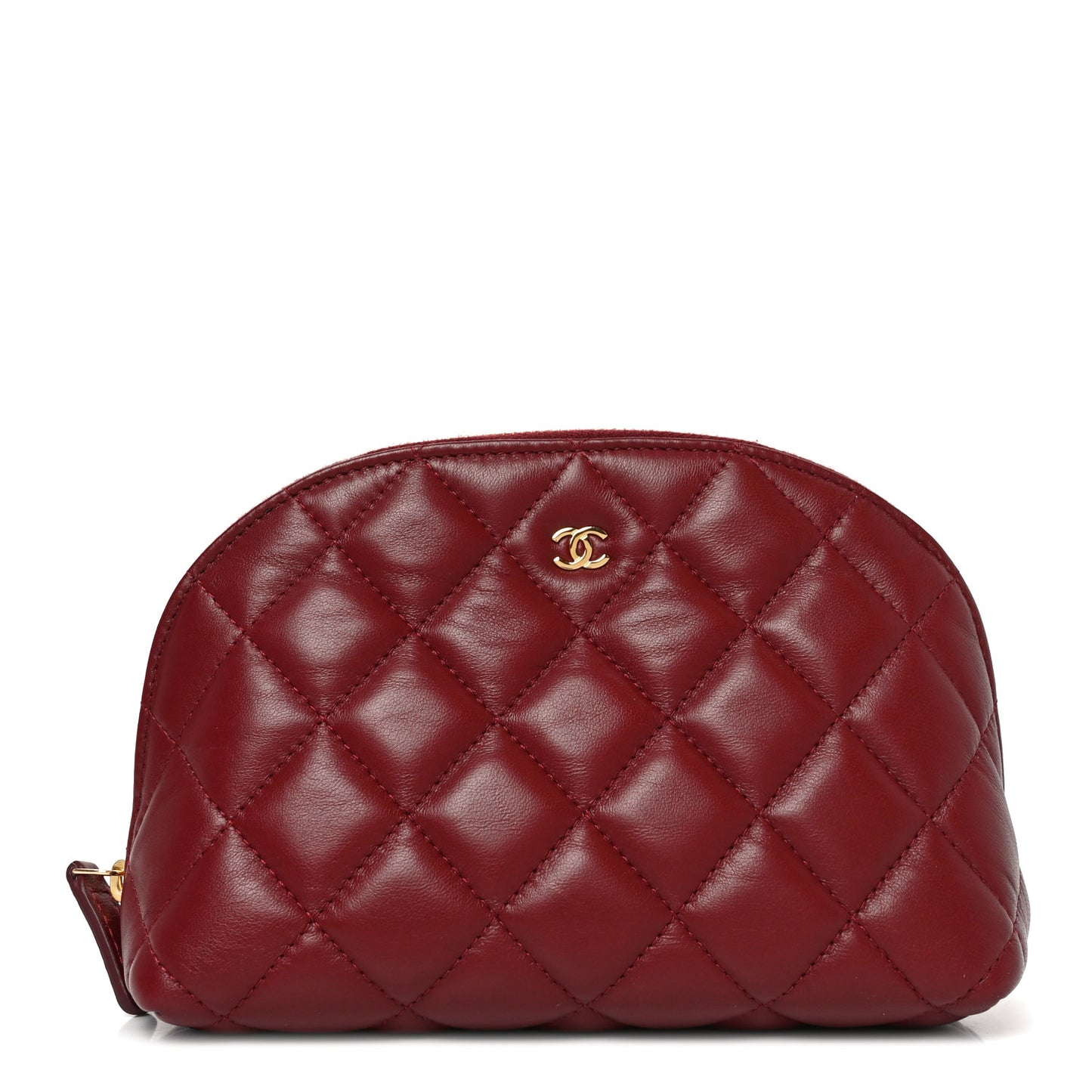 Lambskin Quilted Cosmetic Case Red