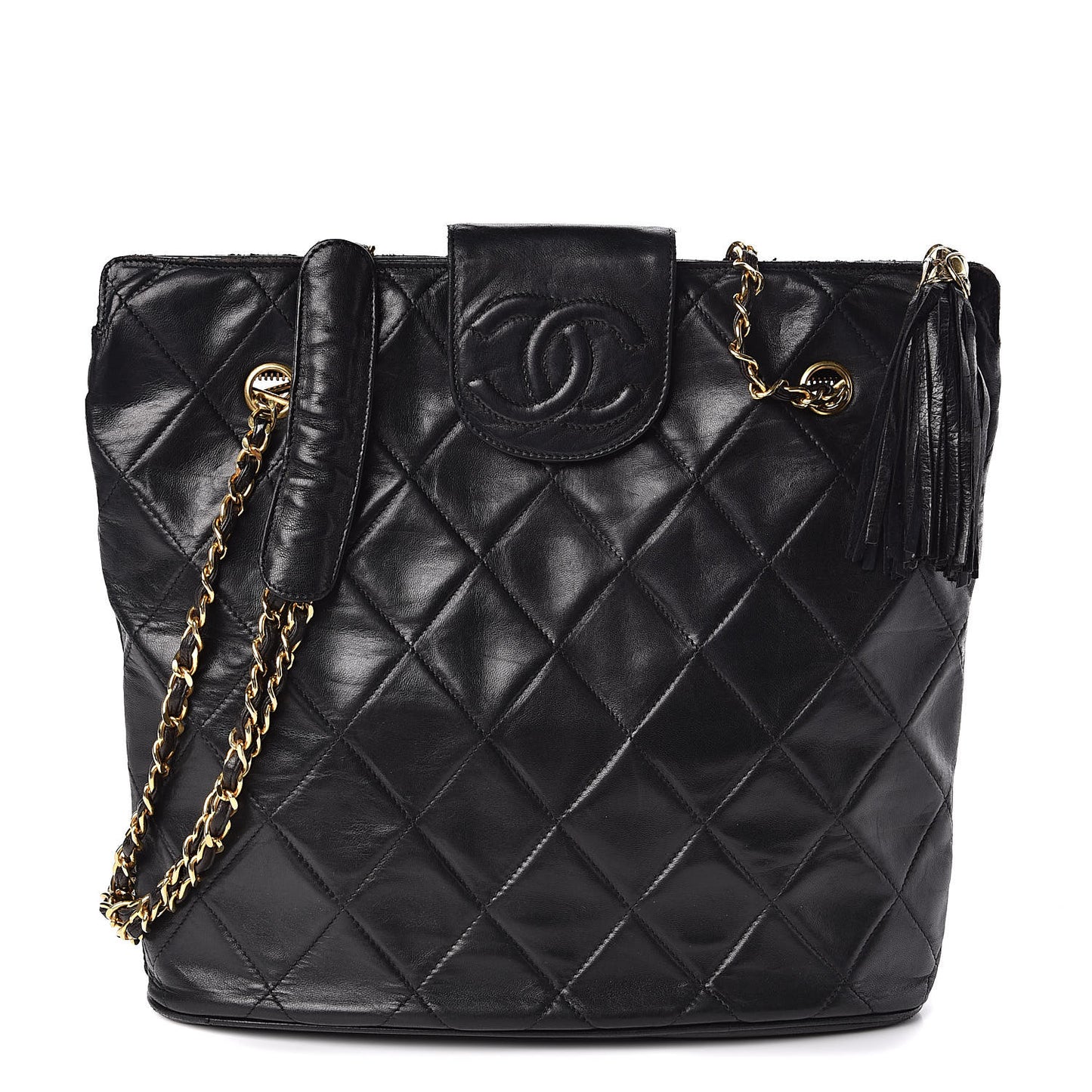Lambskin Quilted Shoulder Bag Black