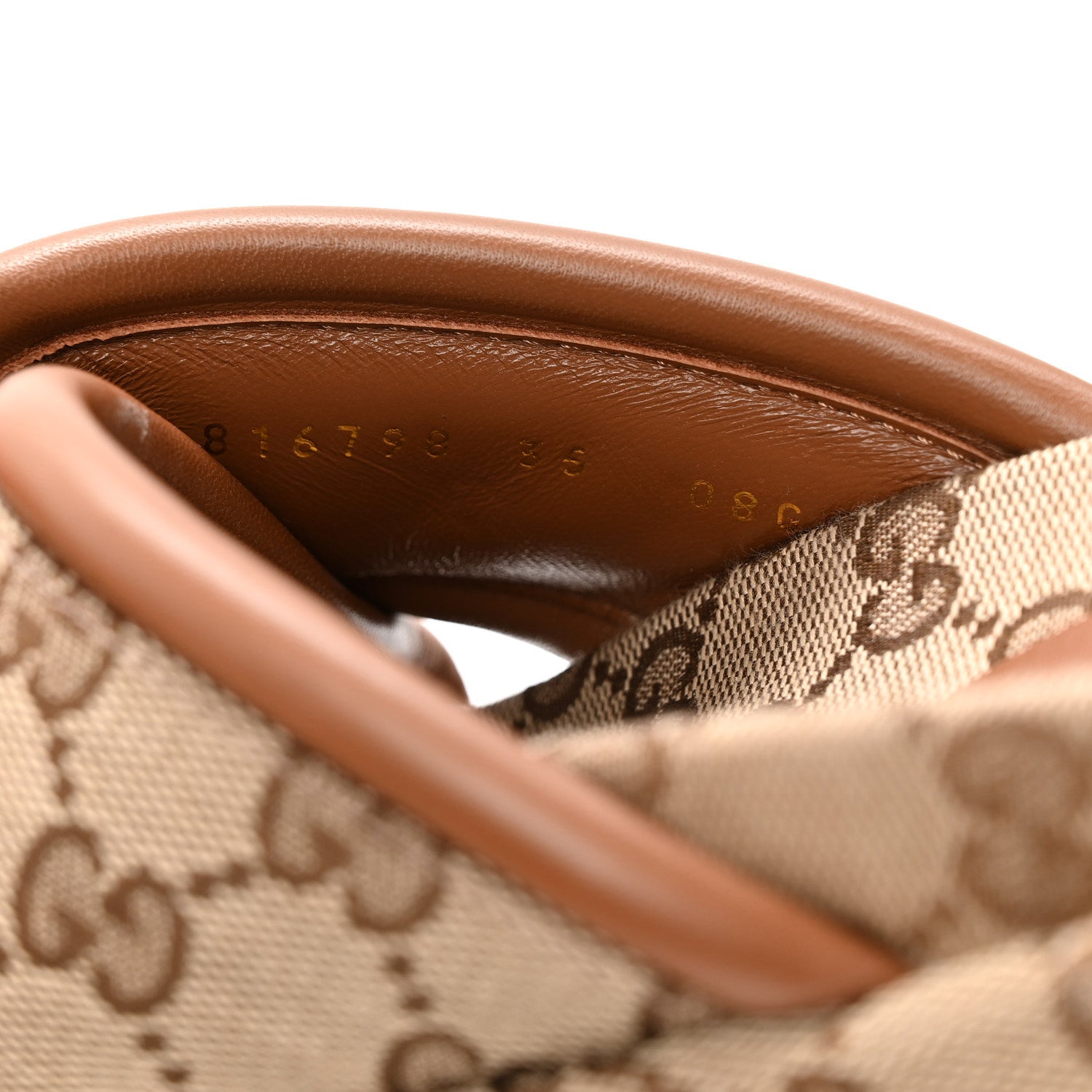 Gucci Monogram GG Calfskin Angelina Platform 55mm Slide Sandals 38.5 Camel Ebony 35 Camel Ebony 9 of 10