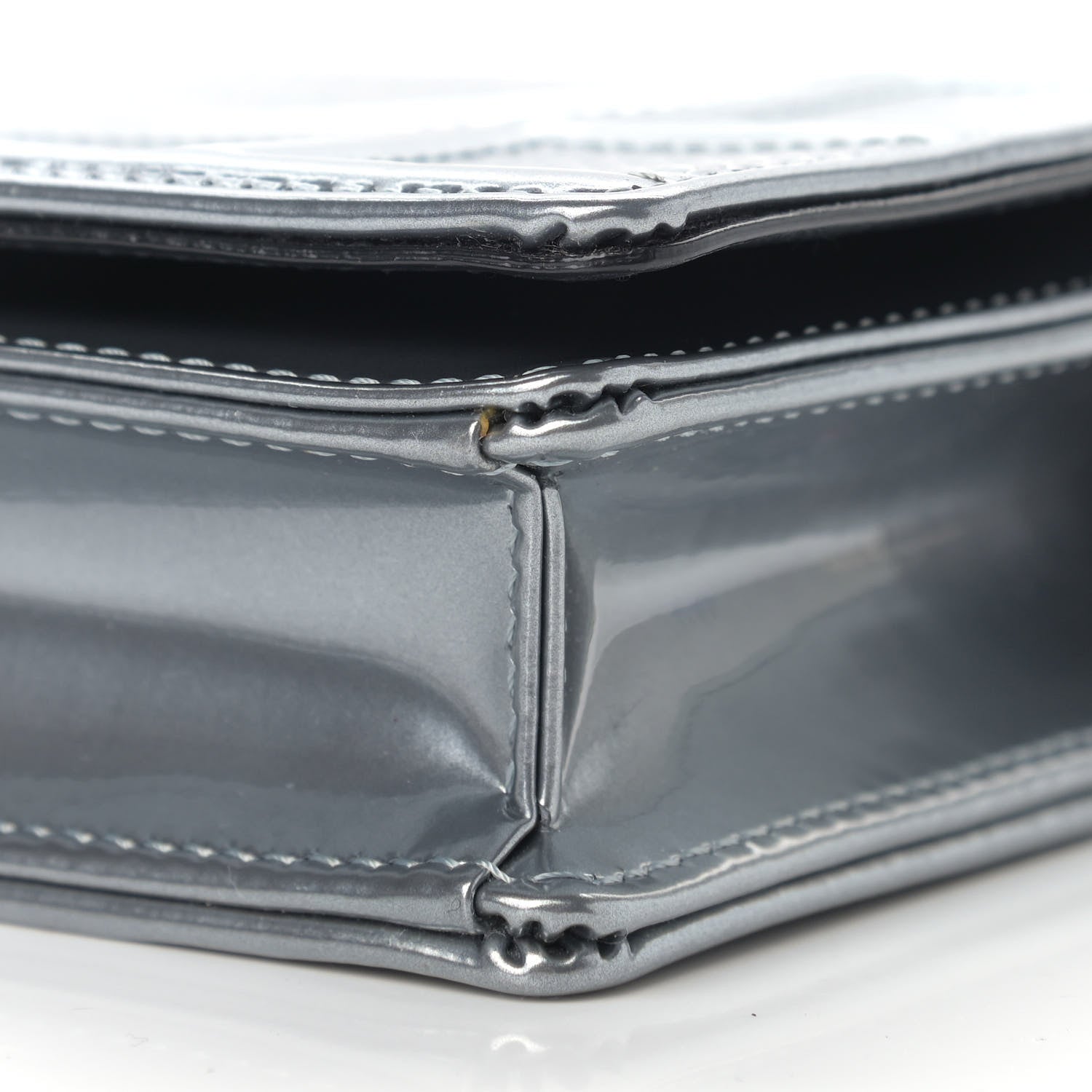 Christian Dior Metallic Patent Micro-Cannage Mini Diorama Flap Bag Silver 5 of 13