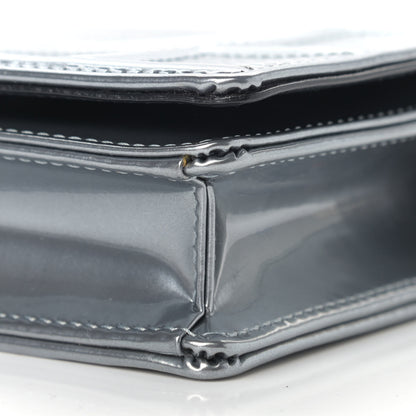 Christian Dior Metallic Patent Micro-Cannage Mini Diorama Flap Bag Silver 5 of 13