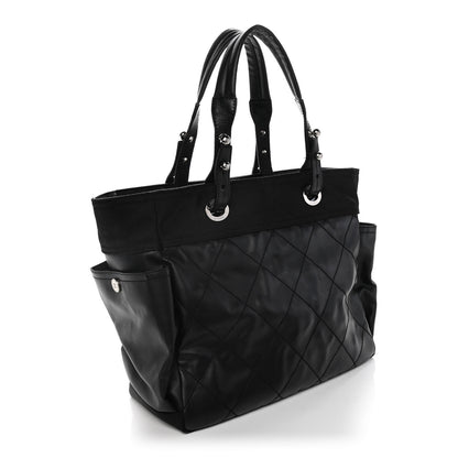 Chanel Coated Canvas Quilted Large Paris Biarritz Tote Black 3 of 19