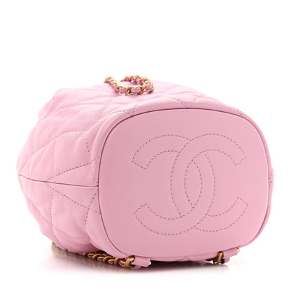 Chanel Lambskin Quilted Drawstring Backpack Pink 4 of 9