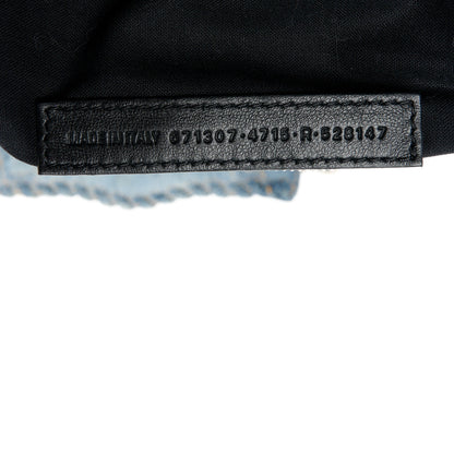 Balenciaga Washed Frayed Denim Crystal Small Le Cagole Shoulder Bag Blue 7 of 13