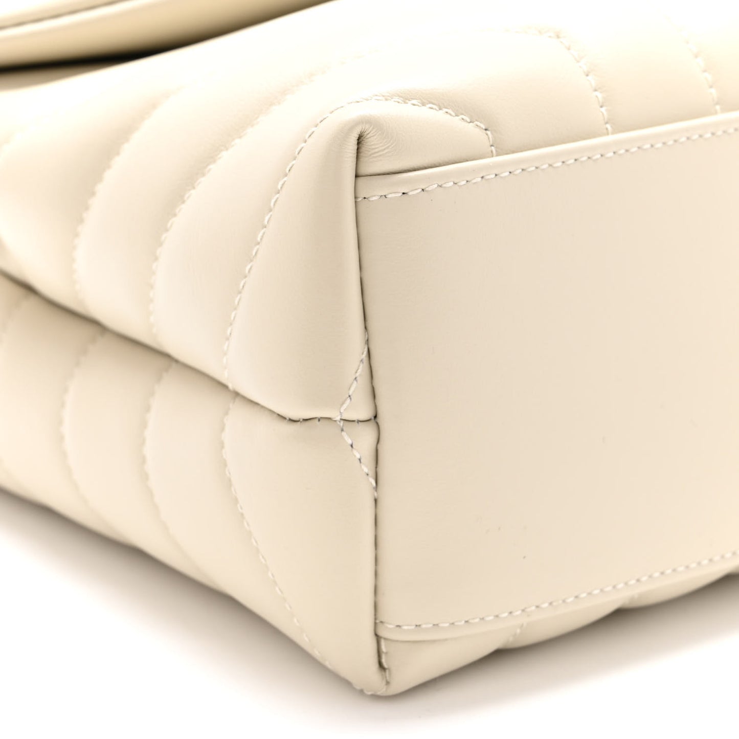 Calfskin Y Quilted Monogram Small Loulou Chain Satchel Crema Soft