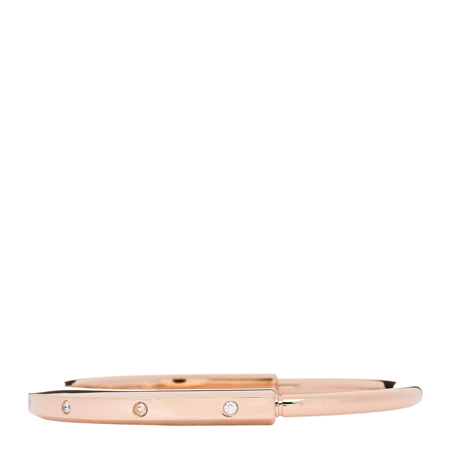 Tiffany 18K Rose Gold Diamond Tiffany Lock Bangle Bracelet 1 of 5