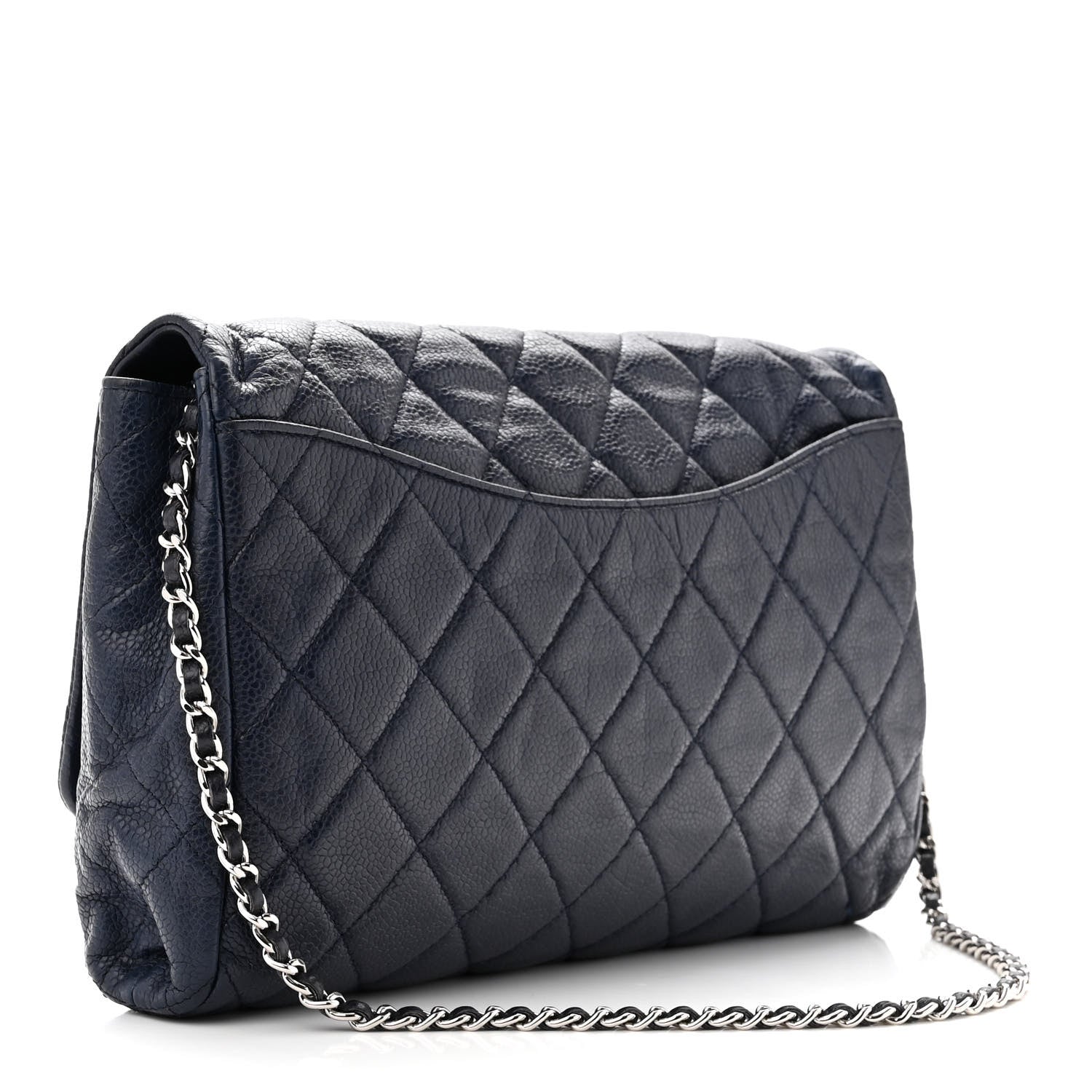 Chanel Caviar Quilted Clutch With Chain Flap Blue 3 of 14