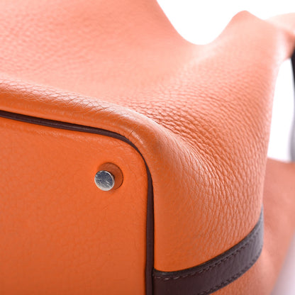 Hermes Taurillon Clemence Picotin 18 PM Orange H Havane 10 of 12