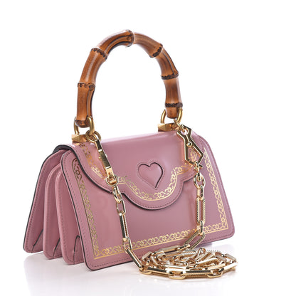 Gucci Calfskin Bamboo Crystal Mini Thiara Top Handle Bag Carmine Rose Gold 3 of 10