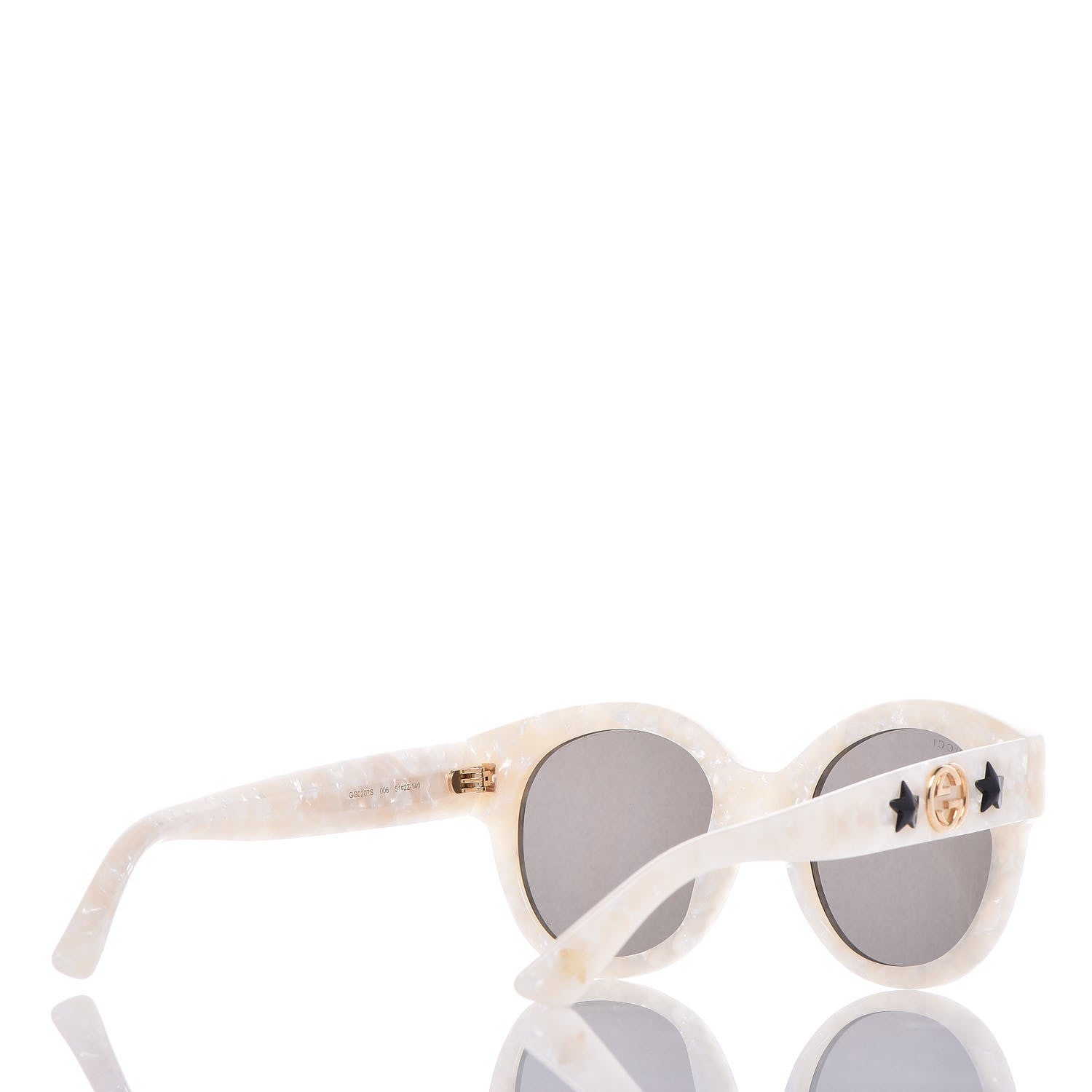 Gucci Round Frame GG Star Sunglasses GG0207S White 3 of 8