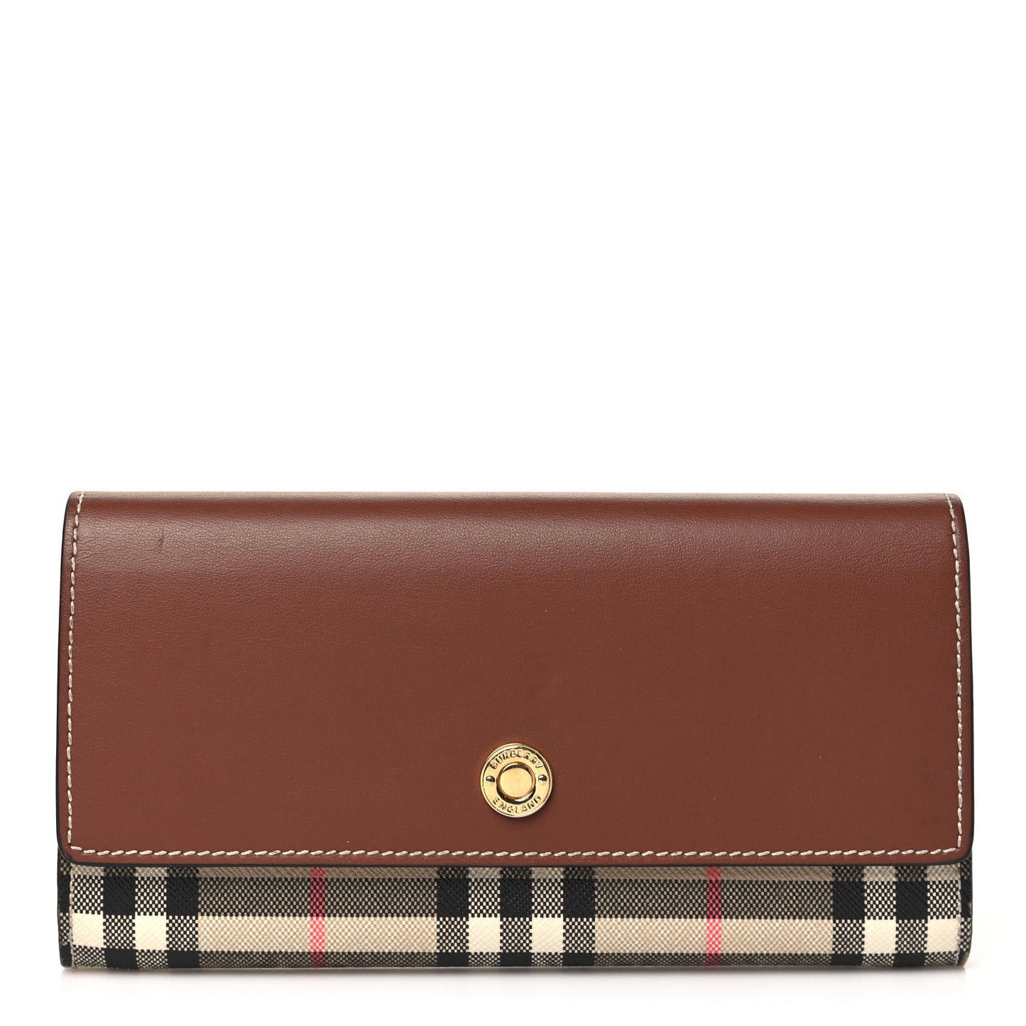 Vintage Check Grain Calfskin Halton Wallet Tan