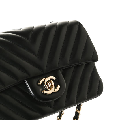 Chanel Lambskin Chevron Quilted Mini Rectangular Flap Black 11 of 14