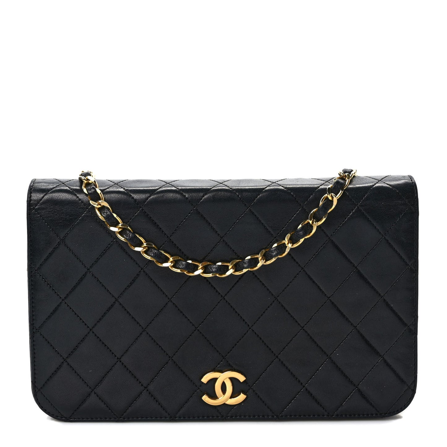 Lambskin Quilted Small Single Flap Black