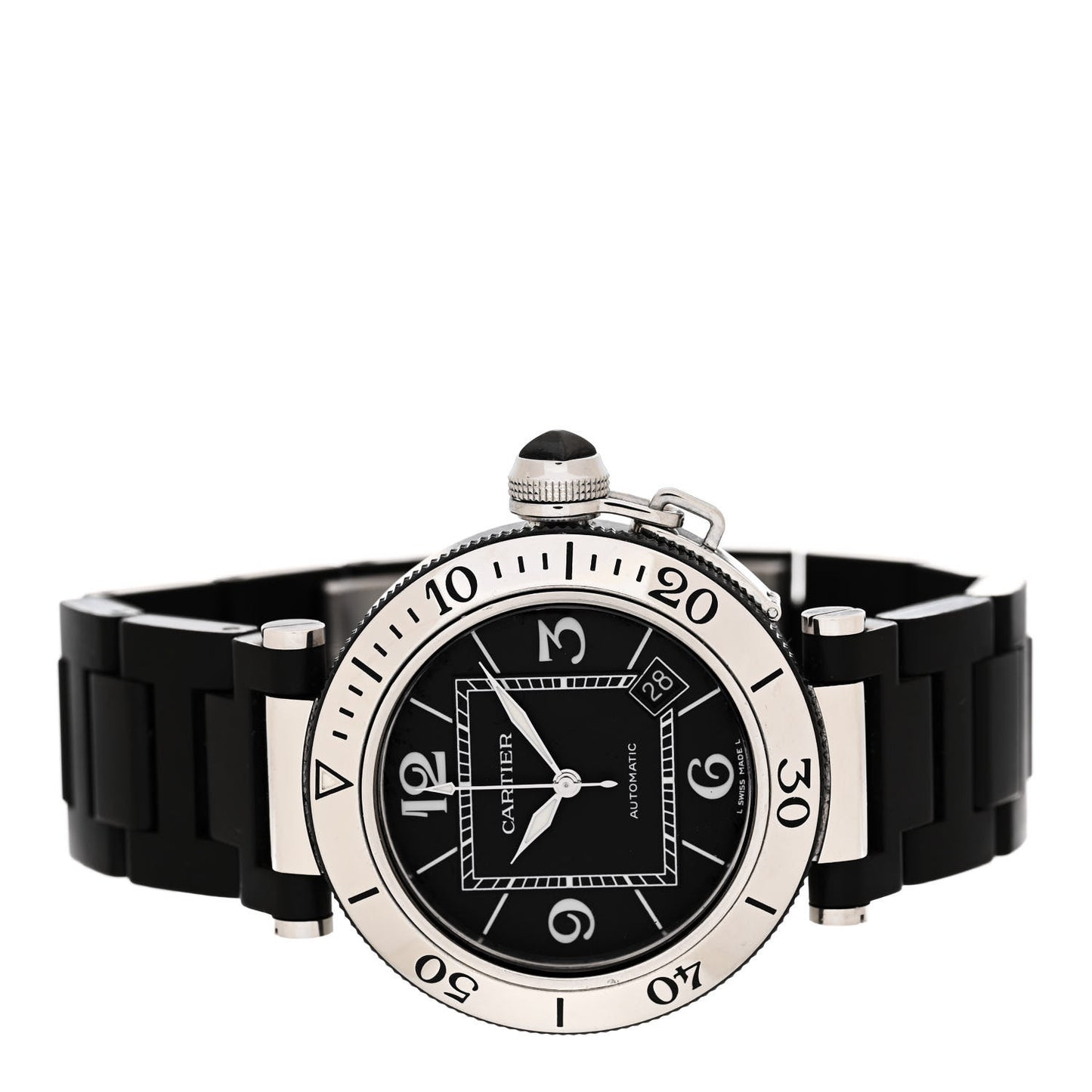 Stainless Steel Rubber 40mm Pasha C Seatimer Automatic Watch Black