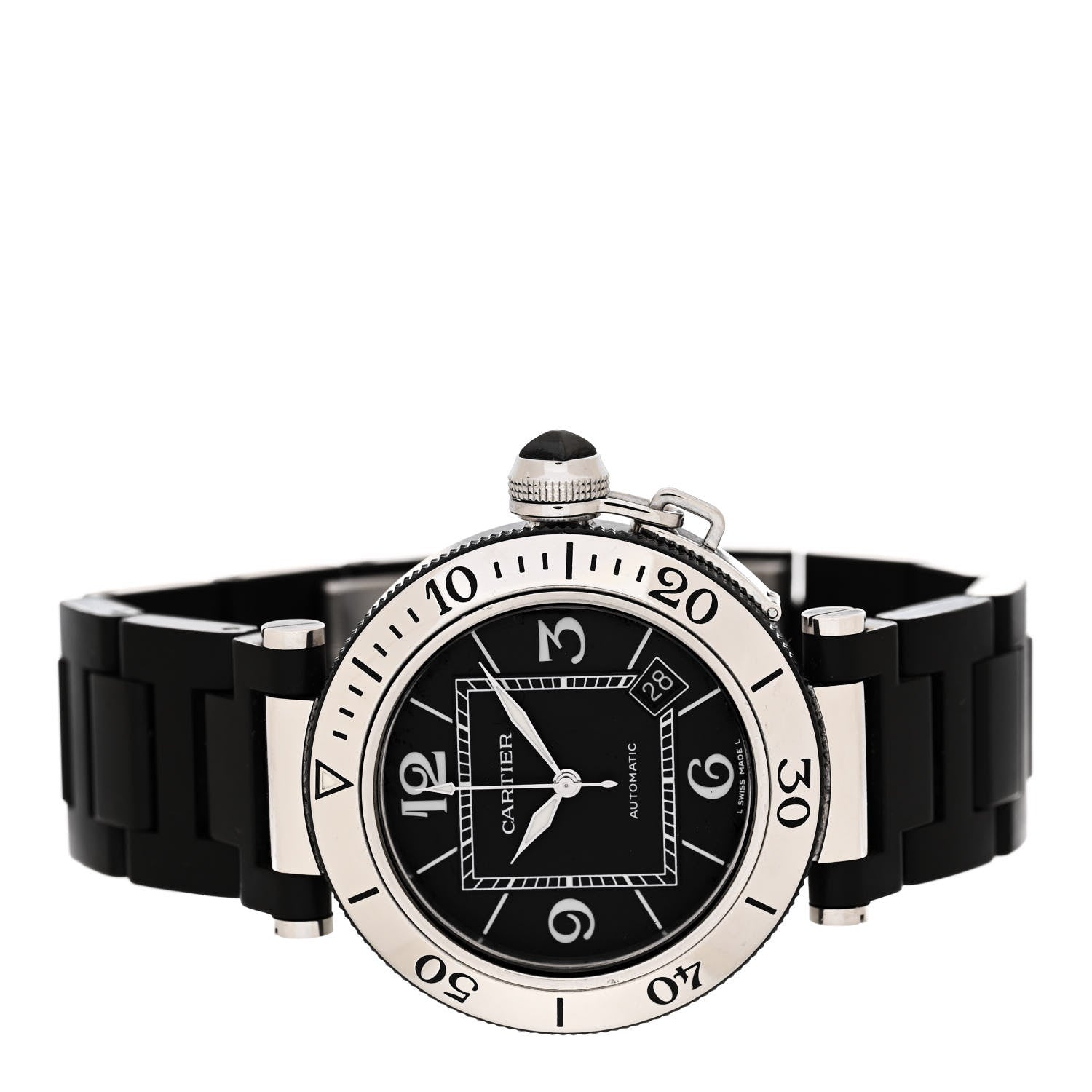 Cartier Stainless Steel Rubber 40mm Pasha C Seatimer Automatic Watch Black 2 of 4