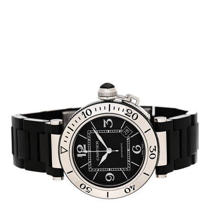 Cartier Stainless Steel Rubber 40mm Pasha C Seatimer Automatic Watch Black 2 of 4