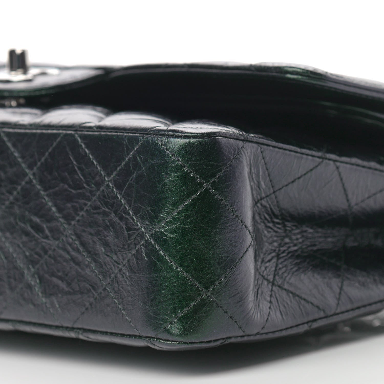Chanel Iridescent Crumpled Calfskin Quilted Medium Double Flap Black 9 of 9