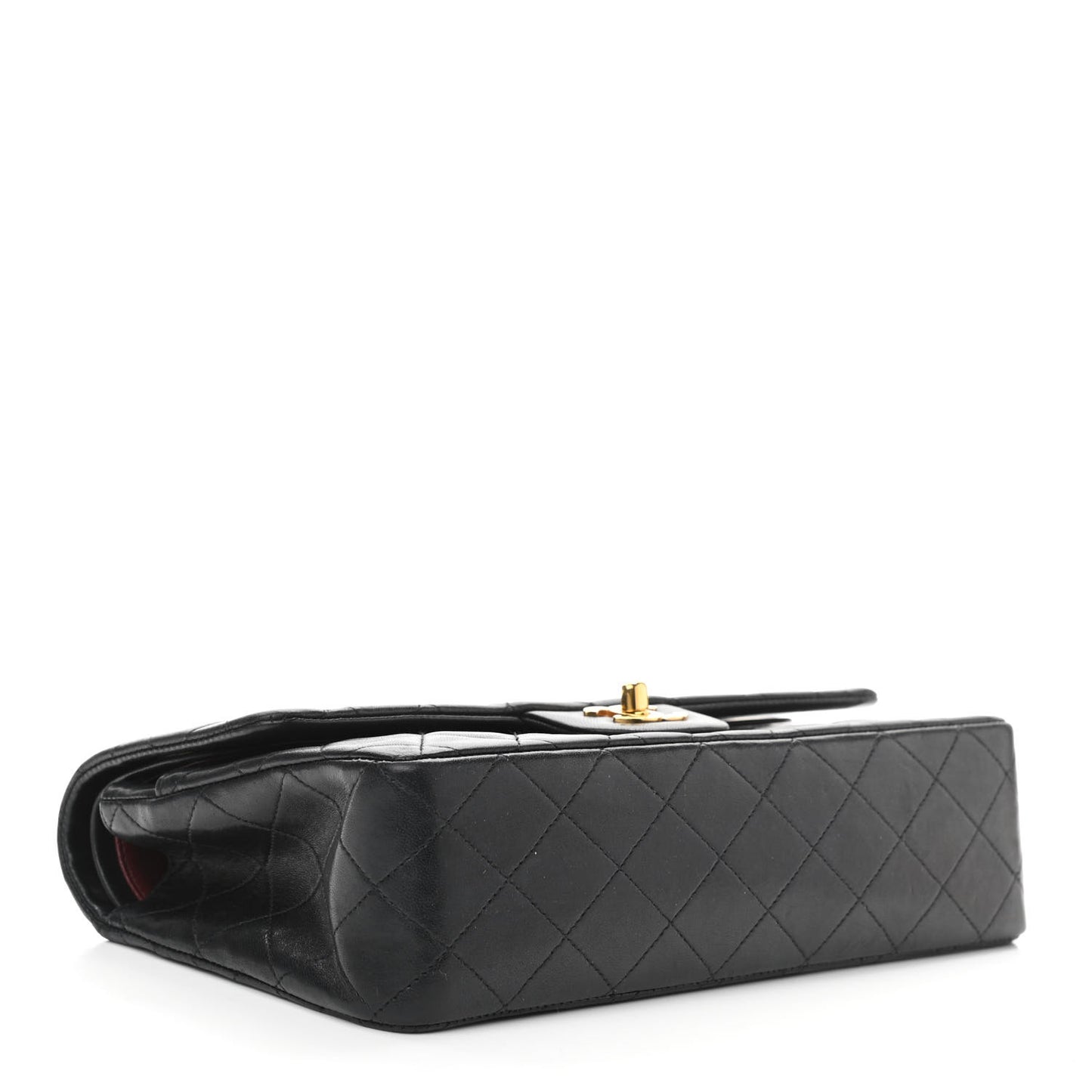 Lambskin Quilted Medium Double Flap Black