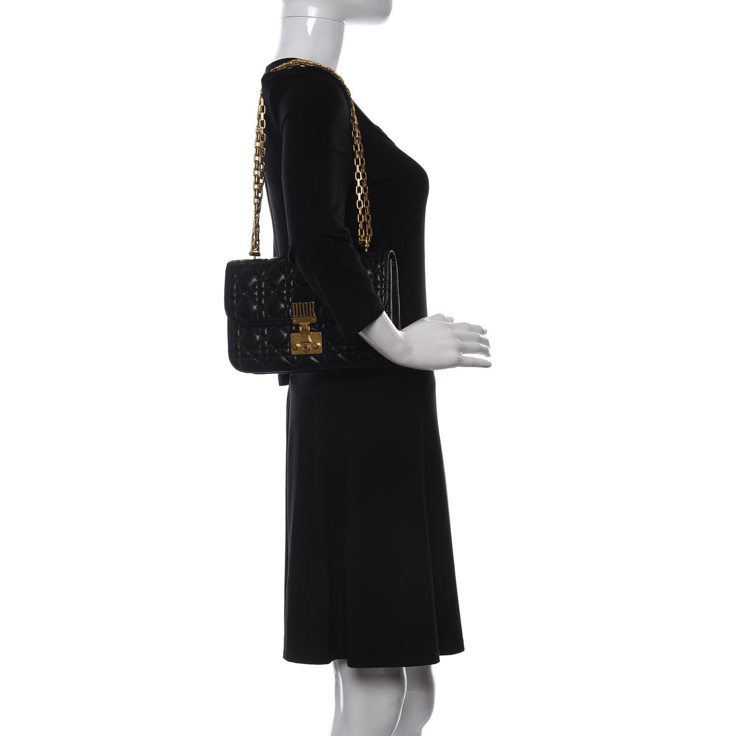 Lambskin Cannage Large Dioraddict Flap Bag Black