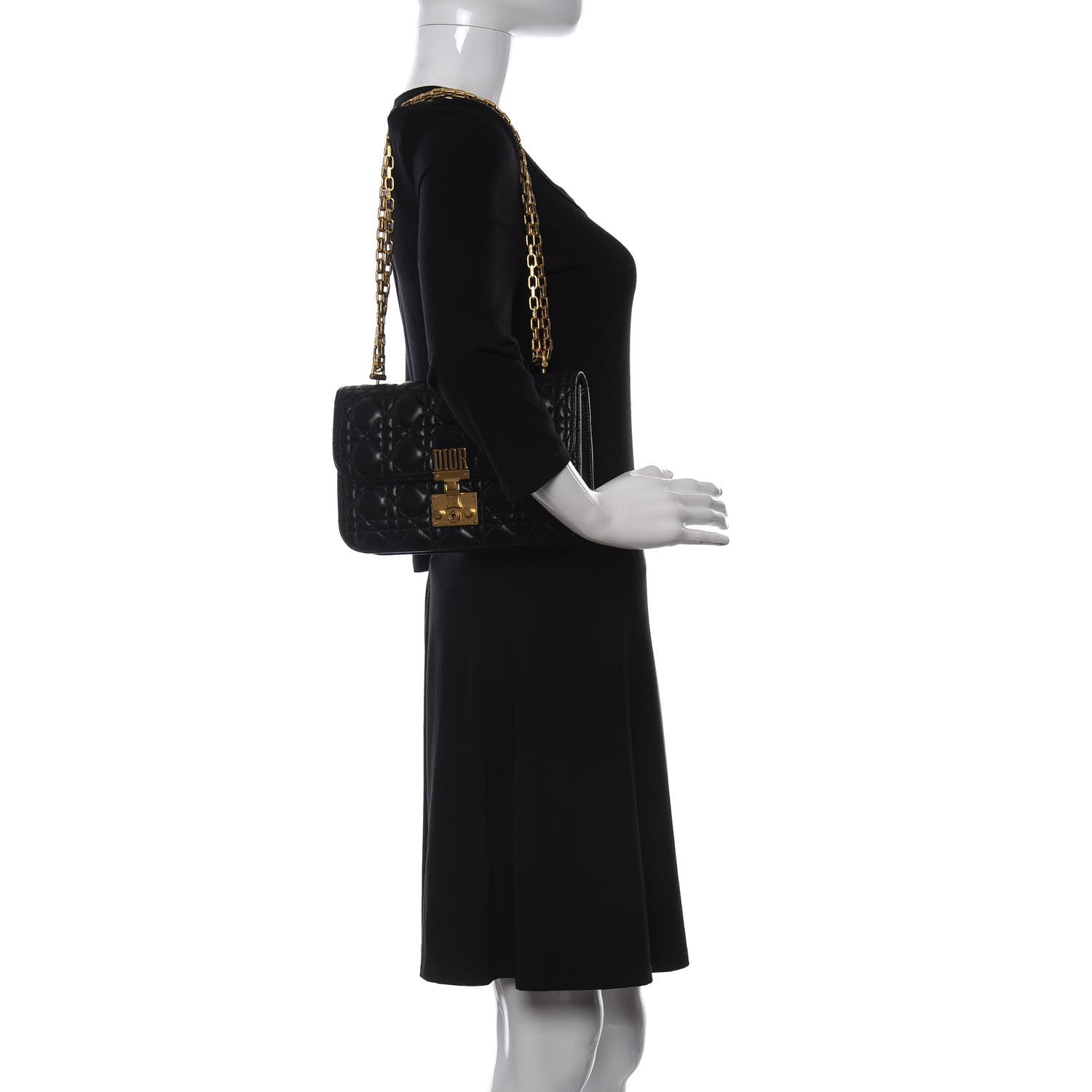 Christian Dior Lambskin Cannage Large Dioraddict Flap Bag Black 2 of 9