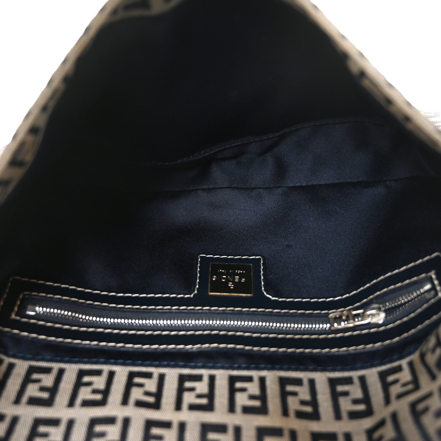 Fendi Zucchino Baguette Navy 5 of 10