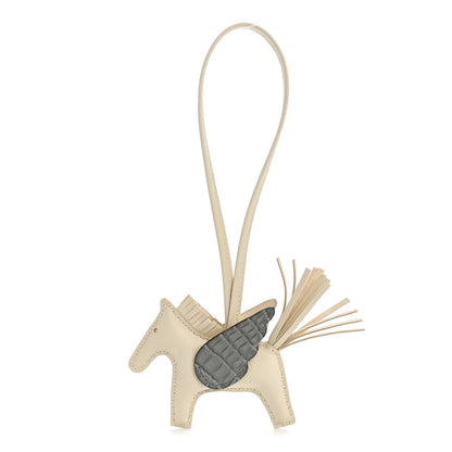 Hermes Milo Lambskin Matte Alligator Touch Grigri Rodeo Pegase Horse Bag Charm PM Craie Gris Ciment 1 of 5