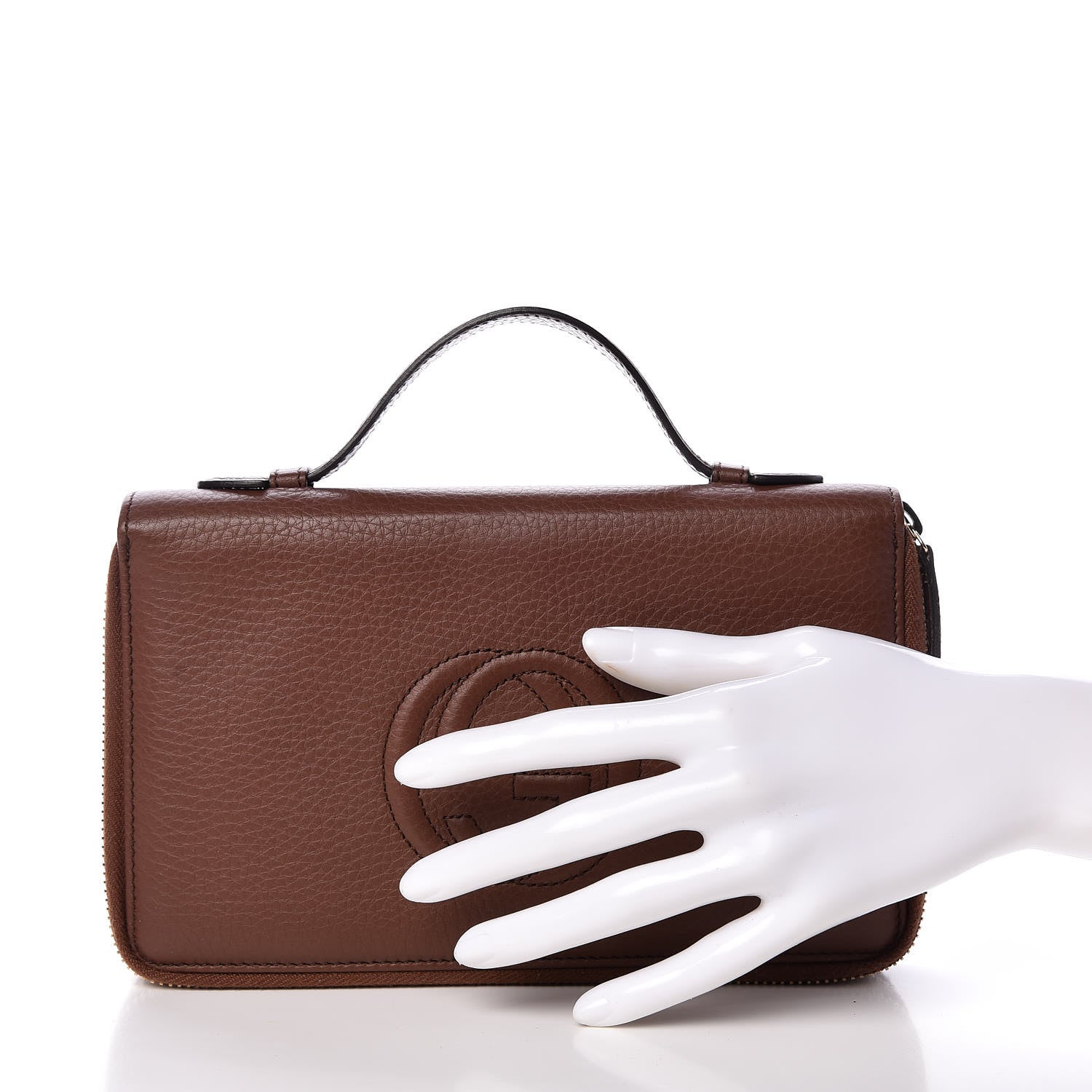 Gucci Pebbled Calfskin Soho Travel Document Case Brown 2 of 10