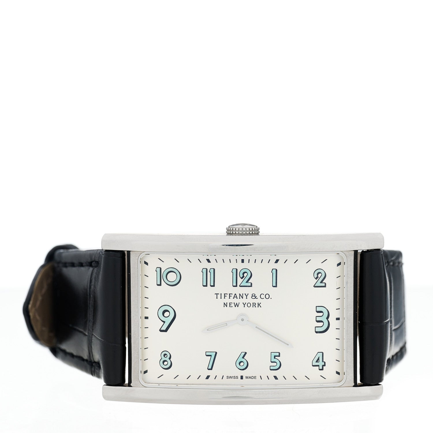 Tiffany Stainless Steel Alligator 25mm East West Quartz Watch 2 of 4