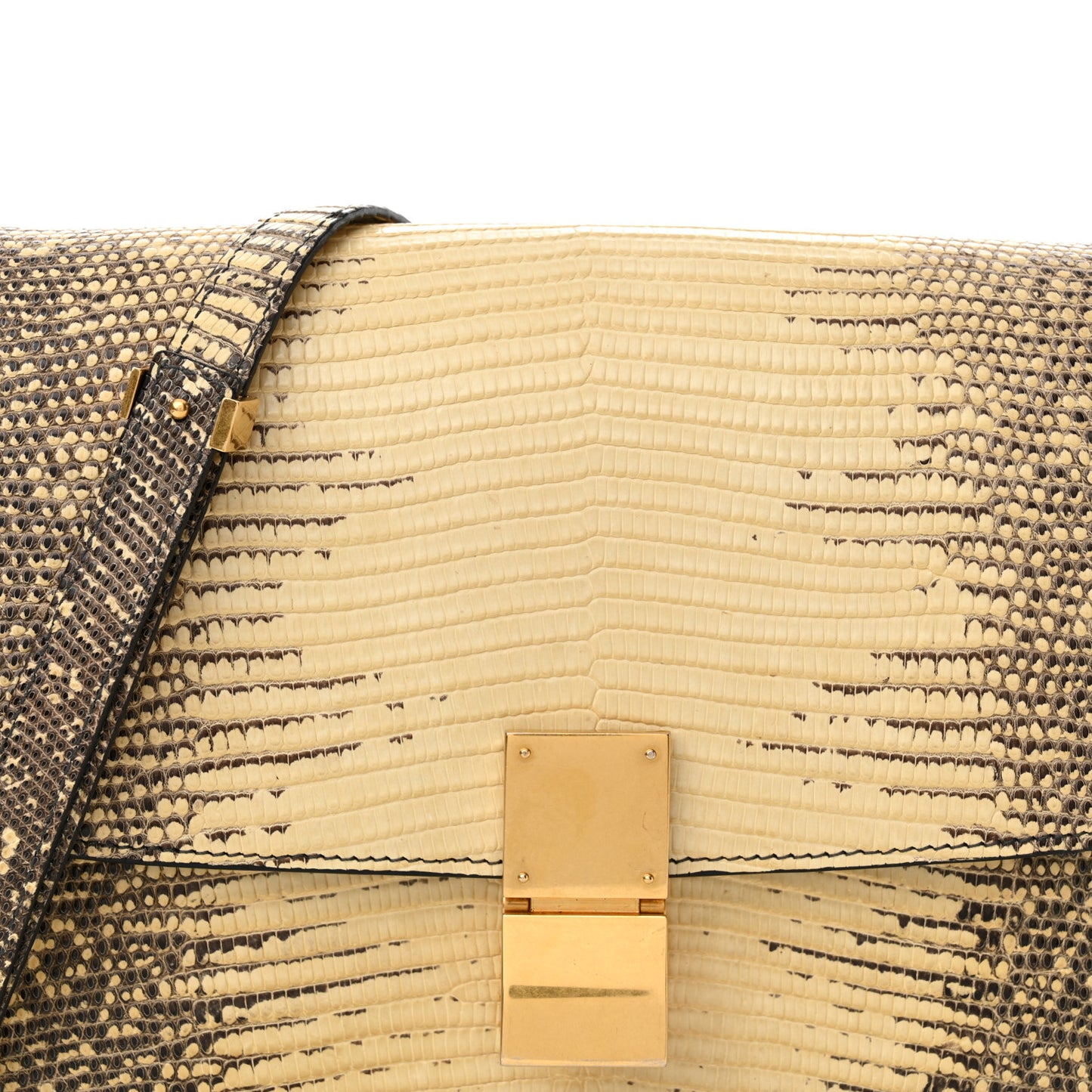 Lizard Medium Classic Box Flap Bag Natural