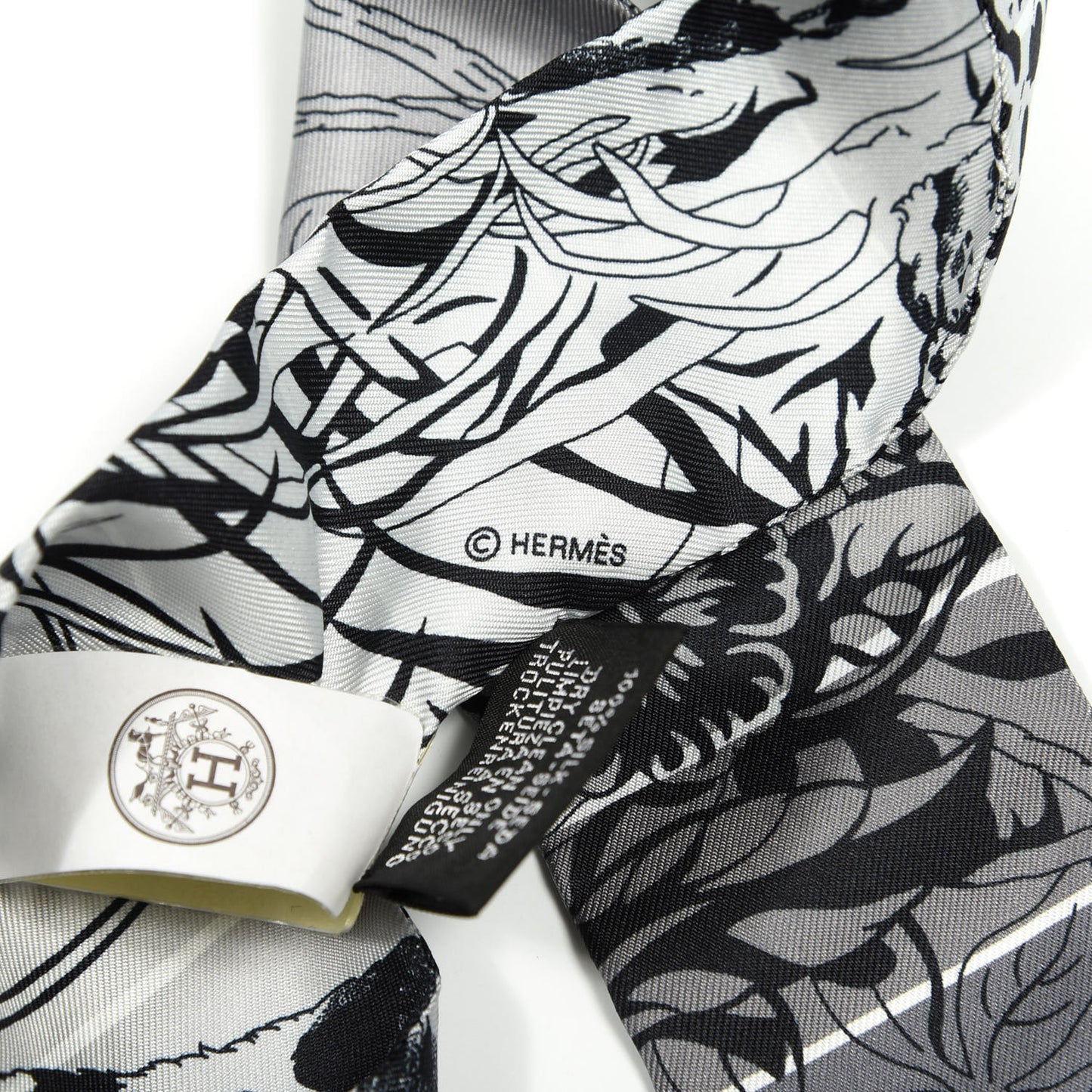 Silk Jungle Love Rainbow Twilly Gris Black White