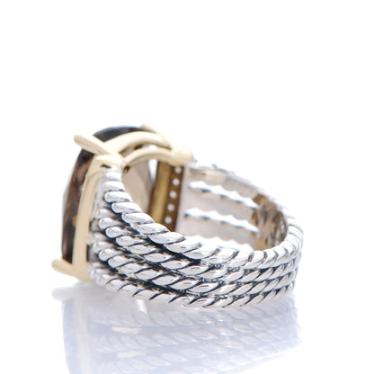 David Yurman Sterling Silver 18K Yellow Gold Diamond Smoky Quartz 16mm Wheaton Ring 54 7 3 of 6