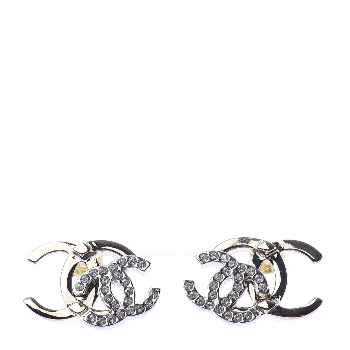 Crystal Double CC Earrings Gold Silver